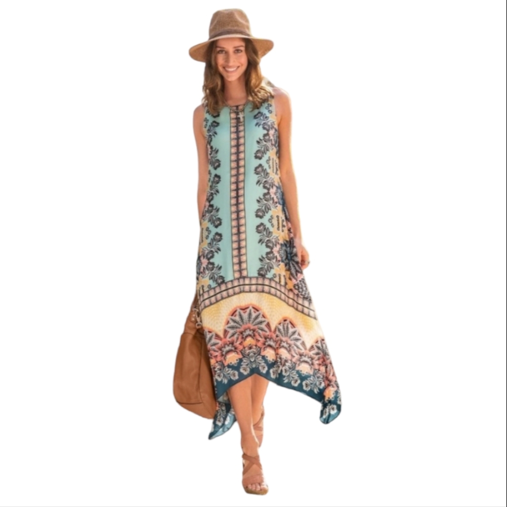 Sundance Enchanted Island Floral Panel Midi Dress Women's Size 6